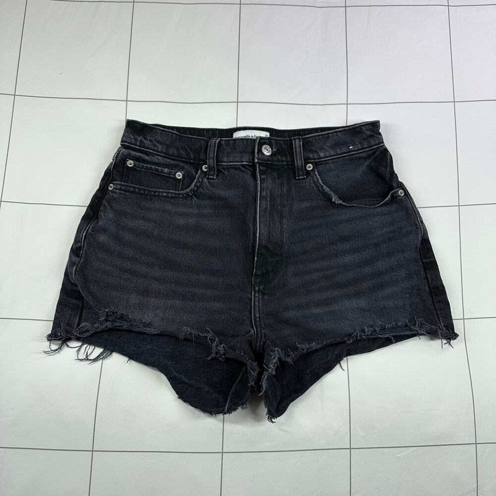 Abercrombie Shorts Womens 27 Black Mom Curve Love High Rise Raw Hem Boho Casual